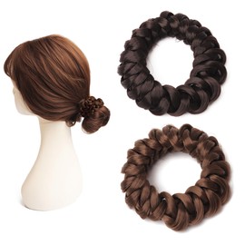 Wig Hair Ties Wig Braided Hair Elastic Rope Ponytail Holders Wig Imitation Head Ropes Hair Band - No Damage Hair Ties for Women Girls Teens Hair Accessories (Dark Brown+Brown)
