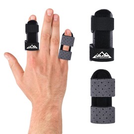 supregear Finger Splints, Pack of 2 Adjustable Finger Support, Comfortable Finger Stabiliser for Broken, Sprains, Arthritis, Tendonitis and Swollen Fingers, Dark Grey