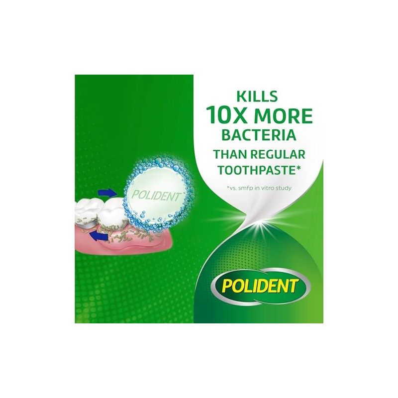 Polident 3 Minute Triple Mint Antibacterial Denture Cleanser Effervescent Tablets,