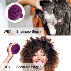 HEETA Hair Scalp Massager Brush, Updated Hair Shampoo Brush, Wet & Dry Scalp Exfoliator with Soft Silicone Bristles, Head Massager Washing Hair Care Tool for Women Men Kid for All Hair Types (Purple)