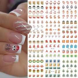 Snowflake Nail Art Stickers Christmas Nail Decals Acrylic Snow Mountain Tree Water Transfer Nail Foil Nail Supplies Winter Party Nail Designs Sliders Nail Decorations Accessories for Women 12Sheet