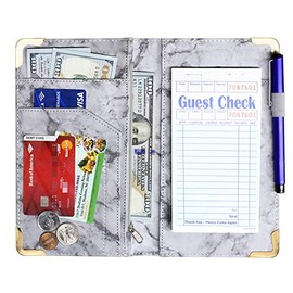 YITON Server Book Sever Wallet Guest Check Holder 5X9 Grey Zipper Pocket for Waiter & Waitress Fit for Waist Apron