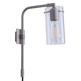 Gemma Industrial Plug-in Wall Lamp - Clear Glass w/LED Bulb - Linea di Liara LL-WL‐550‐Clear‐LED