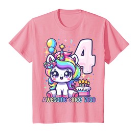 Kids Unicorn 4th Birthday 4 Year Old Unicorn Party Girls Outfit T-Shirt