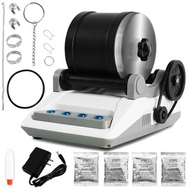 Machgrin Rock Tumbler Kit,Rock Polisher Turn Rough Rocks into Beautiful Gems with 7-Day Timer,Includes 2 Belts,Bag of Rough Stones,4 Coarse Grinding,Finely Ground,Polishing Grits