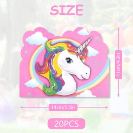 OFFCUP Kids Party Invitations, 20pcs Birthday Party Invitations, Party Invitations Invites Party Invitations Cards Birthday Cards for Children Boys Girls Birthday Party Celebrations (Unicorn)