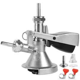 Dbgogo All Stainless Steel A Type Keg Coupler German Slider Style Keg Coupler Beer Keg Tap Dispenser for I.D 5/16” Draft Beer Line Beer Barrel Coupler A System Keg Coupler with Relief Valve
