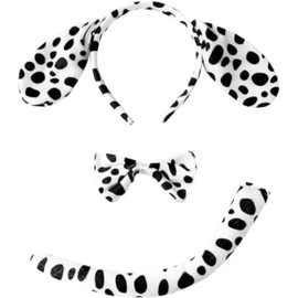 Fartoni Boy or Adult Dalmatian Costume with Dalmatian Ear, Bow Tie and Dalmatian Tail. Dog Costume for Boys for Carnival. Dalmatian Costume with Dalmatian Tiara.