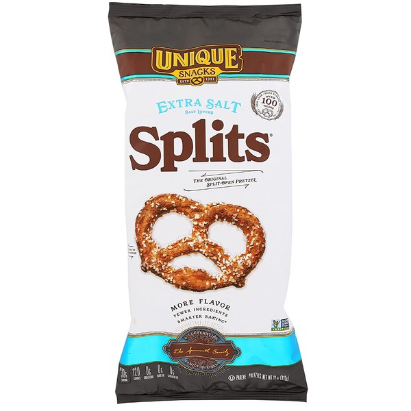 Unique Snacks - Homestyle Baked "Splits" Pretzels, Salted, Extra Salt, 33 Ounce (Pack of 3)
