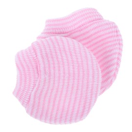 Ipetboom No Scratches Mittens for Boy Girl Striped Finger Design Secure Wrap for Newborns Durable Gloves for Protection Against Scratches Pink Color