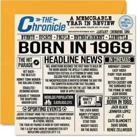 Stuff4 55th Birthday Card for Men and Women - Born in 1969 Newspaper - Happy 55 Birthday Card for Mum, Dad, Uncle, Aunt, Vintage Retro Style, 145mm x 145mm, 55mm