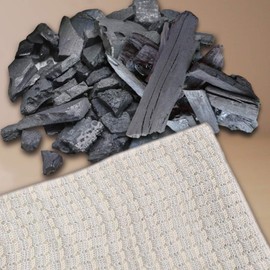 Toalla exfoliante (fabricada en Japón), extra larga toalla exfoliante con textura especial que hace espuma esponjosa, exfoliante de espalda, eliminador de células muertas de piel, lufa para mujeres y hombres (carbón mediano)