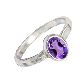 JEWELSTREZORO Amethyst Edelstein Bandring 925 Sterling Silber Ring Herren & Damen Bandring Geschenkartikel Handgefertigter Schmuck TSR1080AC_27 (73 (23.2))
