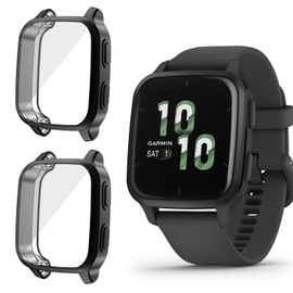 PaceBid [Pack of 2 Cases Compatible with Garmin Venu Sq 2 / Garmin Sq 2 Music, TPU Soft Ultra Thin Full Coverage Case Screen Protector Scratch-Resistant Shockproof for Garmin Venu Sq 2 - Black
