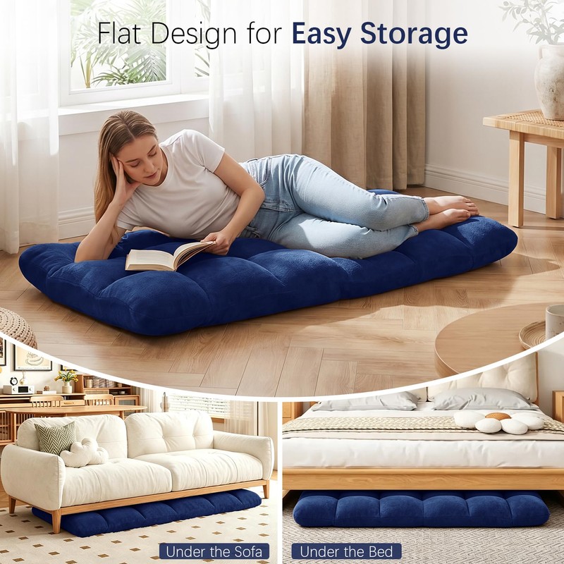 Folding Floor Chair 14-Position Cushioned Adjustable Floor Lazy Sofa Chair