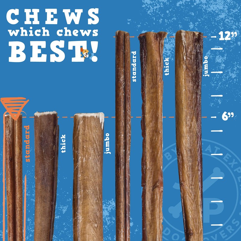 Jack&Pup 6 Inch Standard Bully Sticks for Dogs (25 Pack)