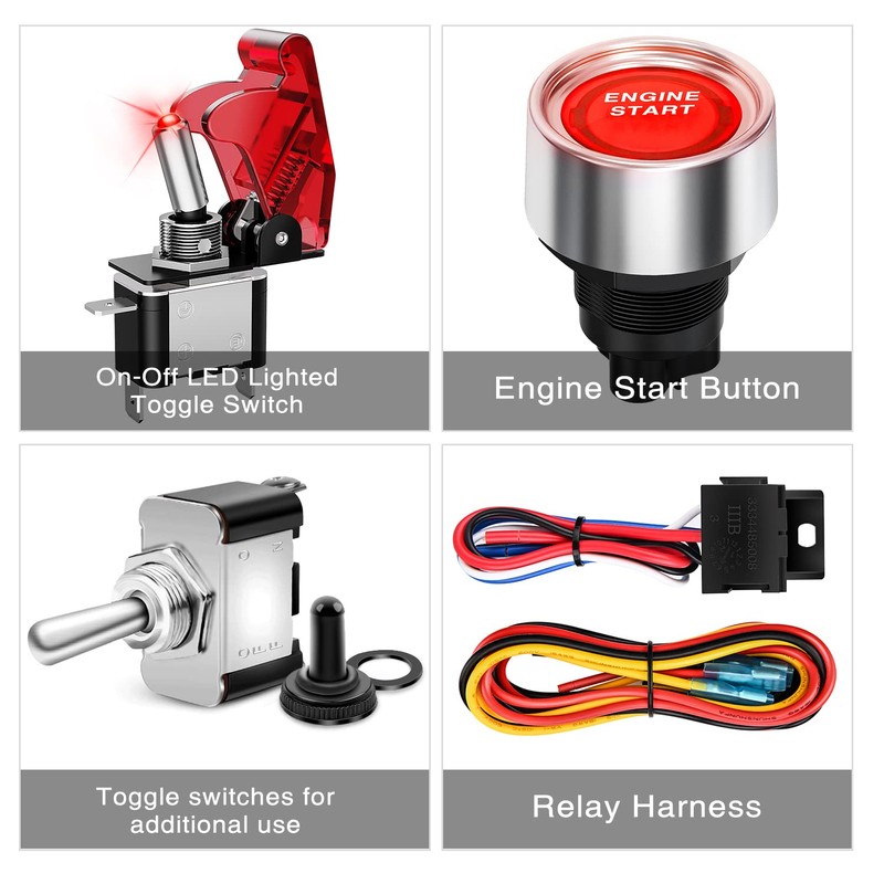 Nilight Ignition Rocker Switch Panel 12V 4 in 1 with