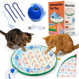ALLURANEST Interactive Cat Toys for Indoor Cats, Automatic Motion Activated Hide and Seek Cat Toy, Fast Rolling Ball in Cat Play Mat Keeps Cat Engaged (Blue)