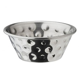 Genware Stainless Steel Hammered Ramekins 1.5oz / 43ml - Set of 4 - Sauce Pot Condiment Bowls