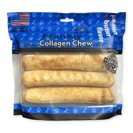 Original Frankly - Peanut Butter Flavored Beef Chew Dog Retriever Rolls - High Protein Collegen Packed - Made in The U.S.A. - 4 Count 7-8" Roll (8777)