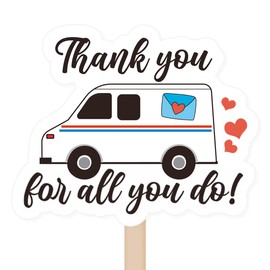 400 PCS Postman Thanks Sticker, Thank You All You Do Mail Truck Shaped Stickers,Thank You Small Business Sticker for Packages