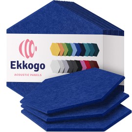 Ekkogo Acoustic Panels 12-Pack Soundproof Wall Panels 14"X12.1"X0.4" Sound Panels High Density Sound Dampening Panels - [Admiral Blue Hexagon]