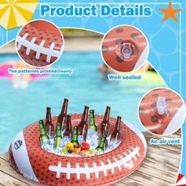 2 pcs Inflatable Football Drink Cooler, American Football Theme Party Drink Floating Cooler, Outdoor Portable Pool Floating Ice Bar, Suitable for Birthday Party, BBQ Camping, Backyard Activities