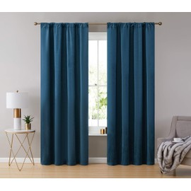 HLC.ME Lopez Velvet Premium Privacy Back Tab Rod Pocket Window Treatment Curtain Drapery Panels for Bedroom & Living Room - Set of 2 Panels (54 x 96 inches Long, Teal Blue)
