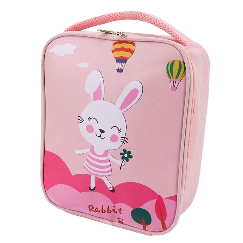 Insulated Lunch Holder Rabbit Pattern Portable Lightweight Handheld Oxford Cloth