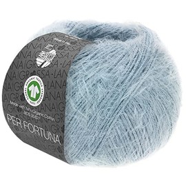 LANA GROSSA Per Fortuna GOTS Light Summer Fluffy Yarn with Cotton, Hand Knitting Yarn Made of 74% Cotton (Organic) and 26% Polyamide, 50 g Wool for Knitting and Crocheting, 190 m Yarn FB 22