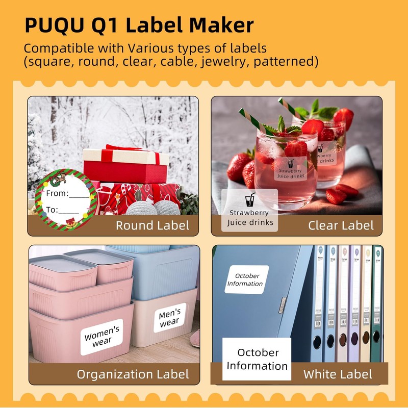 PUQU Q1 Label Maker Machine with 40x30mm Tape, All Free