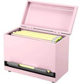 Mifoci Pencil Dispenser Holder for Classroom Pastel Stainless Steel Pencil Holder for up to 200 Pencils Reusable Metal Straw Dispenser for Home Office Restaurant Teachers Supplies Storage (Pink)