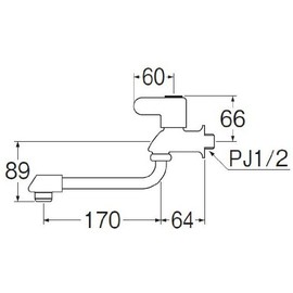 SANEI JA102DCK-13 Ceramic Faucet and Cold Weather Specifications, Universal Faucet, Pipe Length 6.7 inches (170 mm)