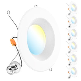 Sunco 6 Pack LED Recessed Lighting 6 Inch, Retrofit Can Lights, 965LM, 13W (100W Equivalent), Selectable CCT 2700K/3000K/3500K/4000K/5000K, Dimmable, Baffle Trim, Damp Rated UL