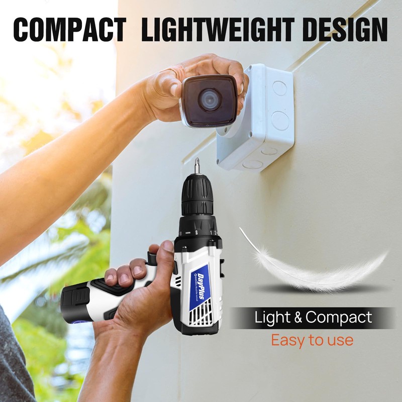 12V Cordless Drill, Power Drill Set with 23pcs Drill Bits/Screws,