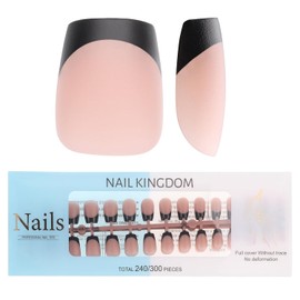 WUZIA French Tips Gel x Nail Tips, 240PCS Press on Nails Pre-applied Tip Primer & Base Coat Cover, 15 Size Soft Gel Fake Nails for Nail Extension DIY(Matte White-Deep Bronze XS Coffin)