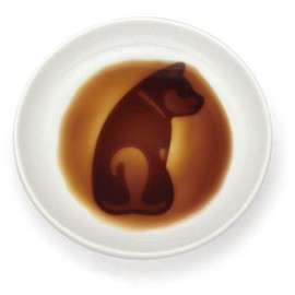 Small "Dog" Ceramic Plate for Dipping Sauce - Carved Design