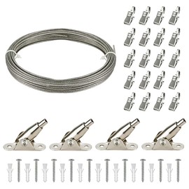 Curtain Rope Tension Set Curtains 10 m Stainless Steel Wire Rope Tension Set with 4 Corner Holders for Ceiling or Wall, Curtain Wire, Curtain Rope, Curtain Wire