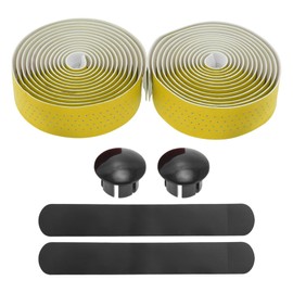 BULLSPANN 1 Pair Bicycle Handlebar Tapes, Non-Slip and Shock Absorbing Handlebar Tape, Faux Leather and EVA for Road Bike, Ventilation Grip Tape for MTB, 216 x 3 cm, Thickness 3 mm, Yellow