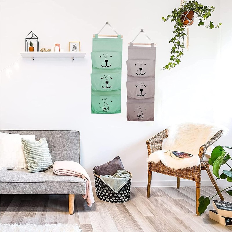PacuM 3 Pcs Wall Hanging Storage Bags Hanging Organiser Pockets