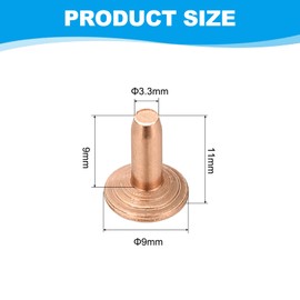 PATIKIL 9x3.3x9mm Leather Rivets and Burrs, 100 Sets Leather Rivets and Washers Copper Fastener Metal Studs Posts for Leather Craft, Belts, Wallets, Collars, DIY Crafts