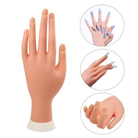 Xmasir Practice Hand For Acrylic Nails Nail Practice Hand Nail Art Practice Tool Set False Hand For Training,2 Sheets Glue Sticker And 20 Pieces Full Cover False Nail(without Holder Stand)