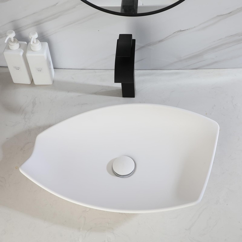 Sinku Mccut 21 Inch Stone Resin Vessel Sink and Drain