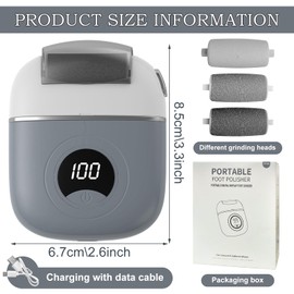 TZQFROCE Callus Remover, Automatic Heel Grinder, Foot Sander, Callus Remover, Feet Callus Remover for Callus Removal, Foot for Toes, Heels, Side of Feet and Soles, Grey