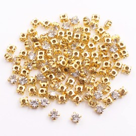 LICHLIN 500PCS 5MM Gold Sew On Rhinestones Trim Claw Rhinestones Shiny Crystal Stones Beads Sew On Rhinestone for Clothes (5mm 500pcs)
