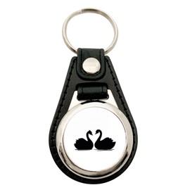 Huuraa Keyring Swan Couple Gift Shopping Trolley Token Swan Gift Idea, Metal with faux leather, Unit size