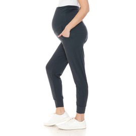 Leggings Depot Women's Maternity Pants Over The Belly Pregnancy Joggers Casual Lounge Pants (Charcoal, Small)