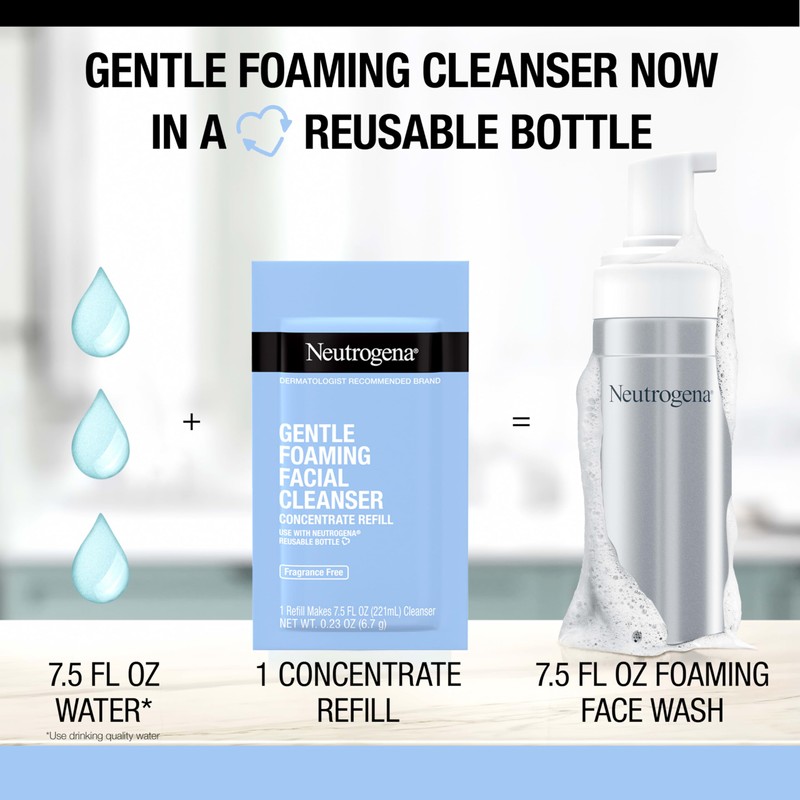 Neutrogena Reusable Gentle Foaming Facial Cleanser Starter Kit, Fragrance-Free Face