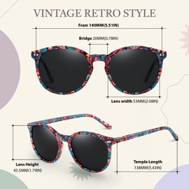 Duco 1230 Retro Polarised Women's Sunglasses, 100% UV400 Protection, Outdoor Glasses for Driving, Golf, Fishing, Acetate Frame - Retro Hawksbill Turtle