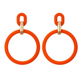 RUOFFETA Acrylic Rectangle Earrings, Fashion Acrylic Square/Oval/Hoop Statement Drop Earrings for Women(Orange Hoop)